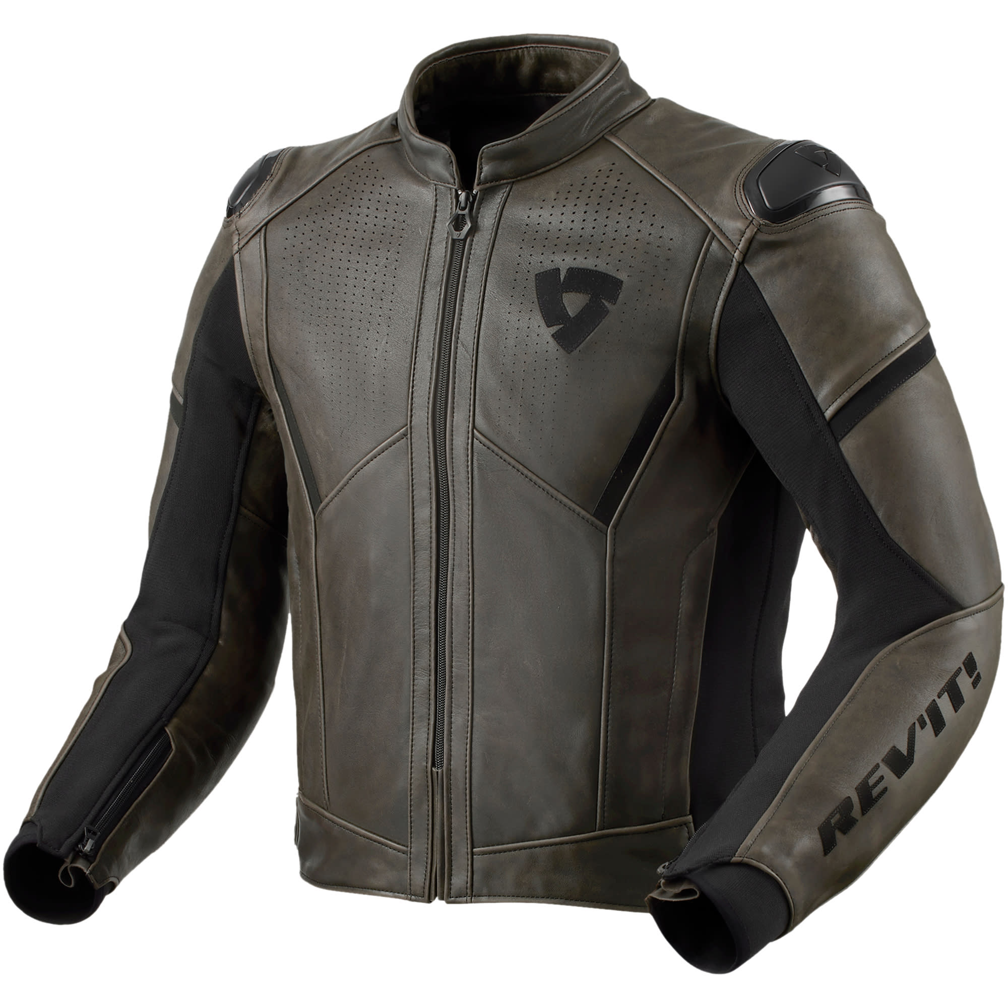 Rev'it Rev'it Parallax Leather Jacket - Black / Olive