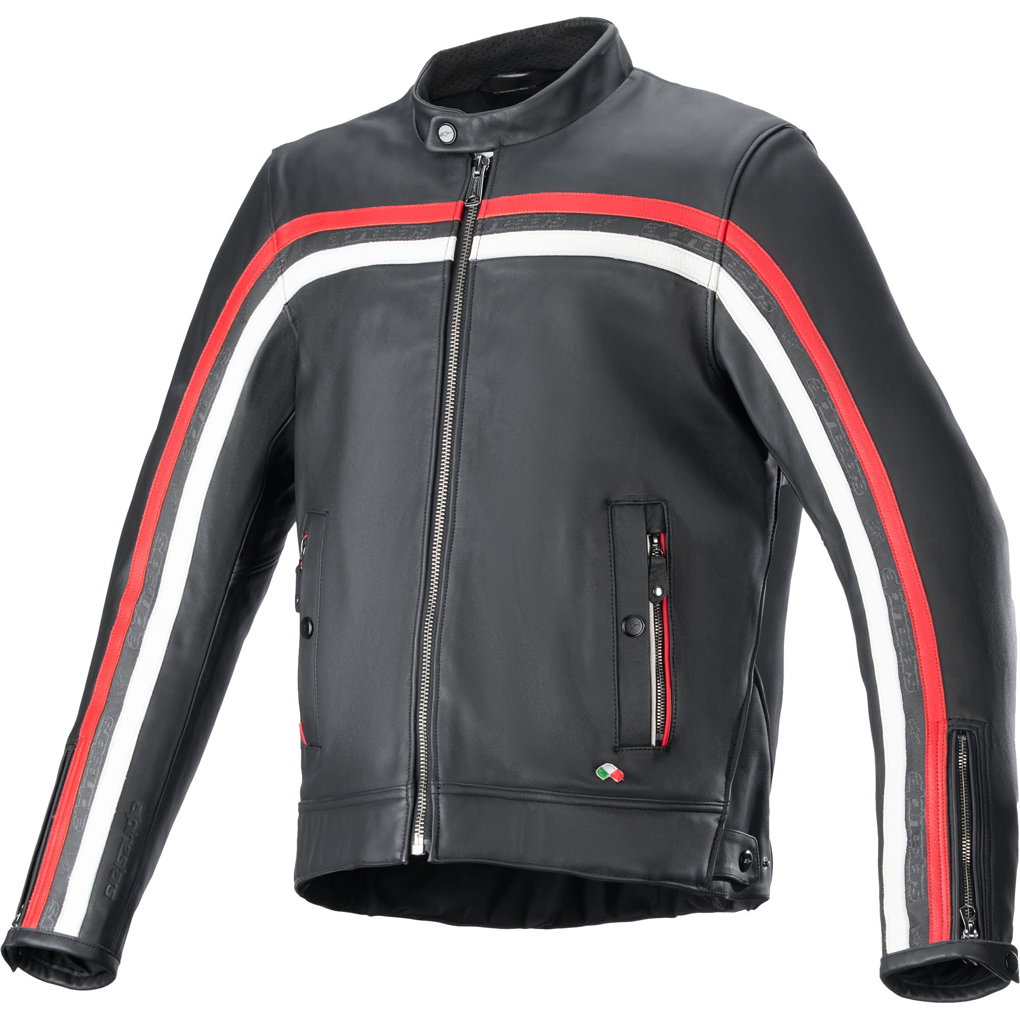 Alpinestars Alpinestars Dyno Leather Jacket - Black / Ruby Red / Ecru