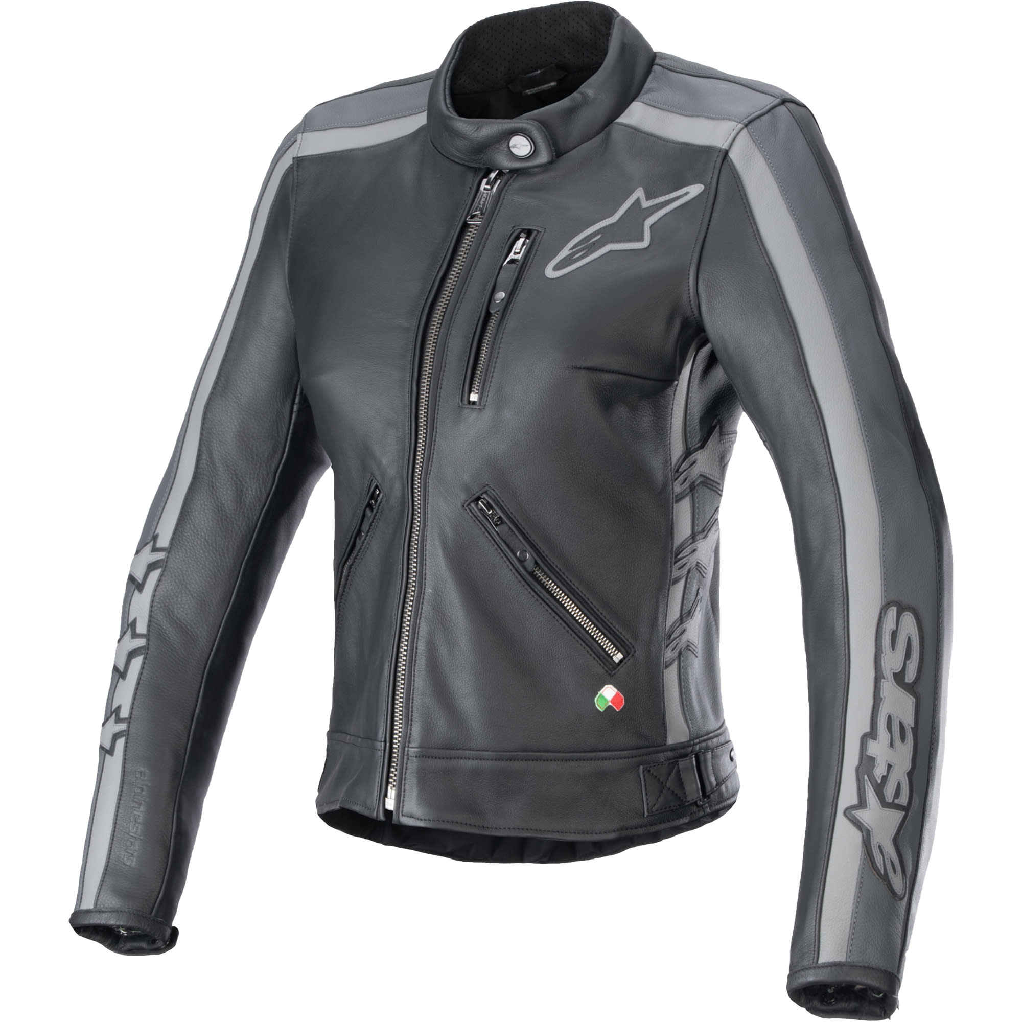Alpinestars Alpinestars Stella Dyno Leather Jacket - Black / Tar Grey / Dark Grey